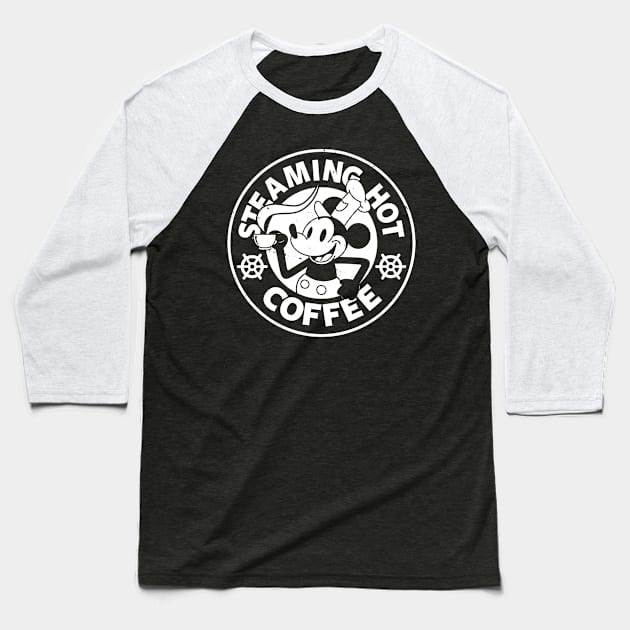 Steaming Hot Coffee Steamboat Willie Coffee Baseball T-Shirt by BoggsNicolas